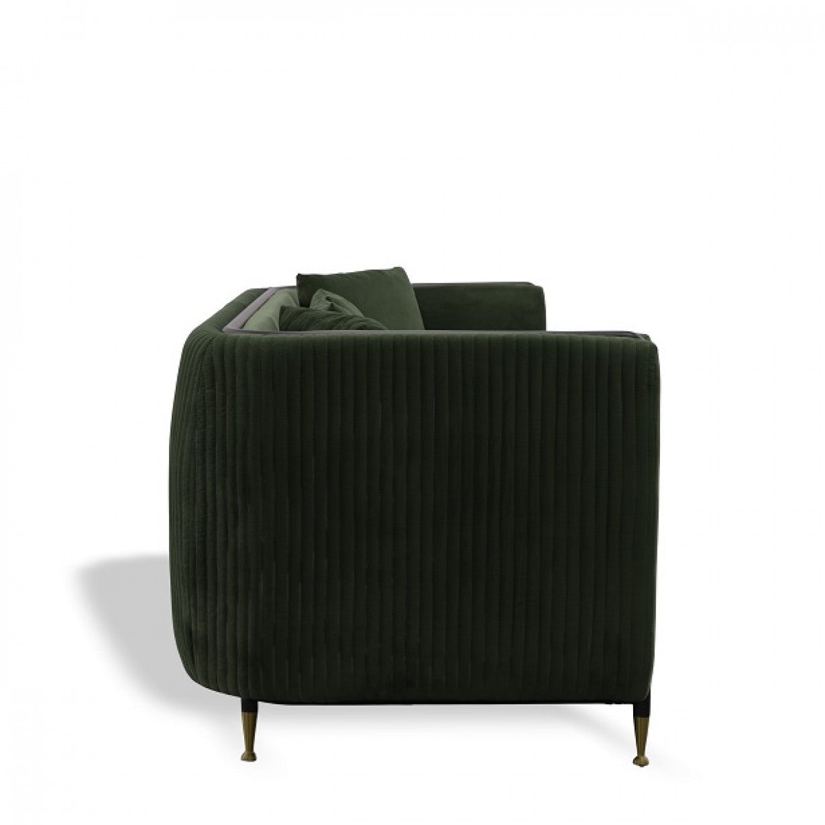 Dark Green Velvet Sofa With Black & Gold Legs