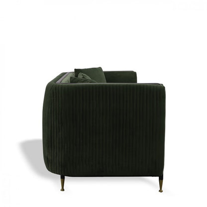 Dark Green Velvet Sofa With Black & Gold Legs