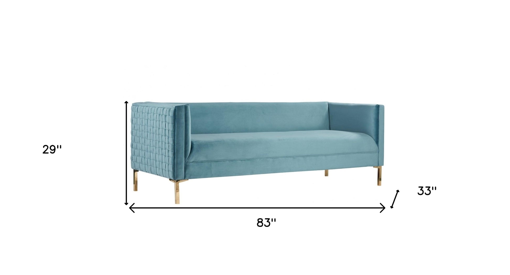 Teal Blue Velvet Sofa With Gold Legs