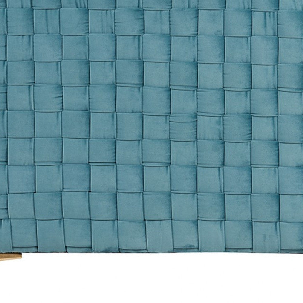 Teal Blue Velvet Sofa With Gold Legs