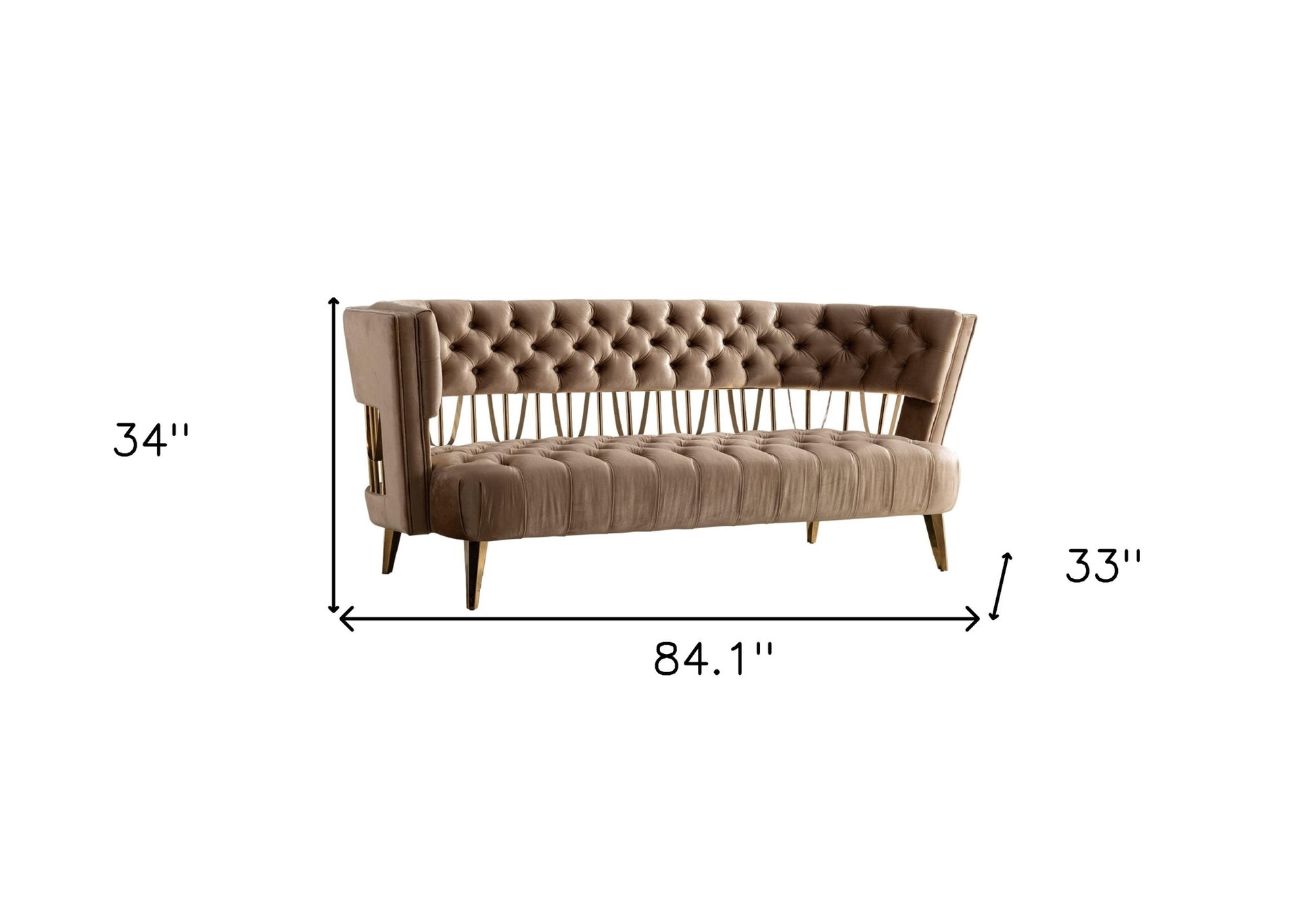 Beige Velvet Sofa With Gold Legs