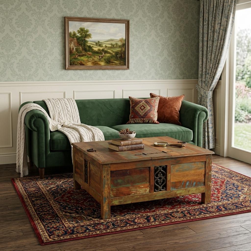 Brown Solid Wood Square Lift Top Solid Trunk Coffee Table image 1