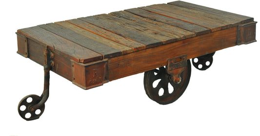 Black & Brown Solid Wood Distressed Coffee Table
