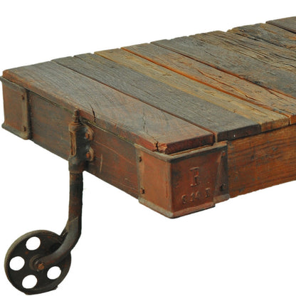Black & Brown Solid Wood Distressed Coffee Table