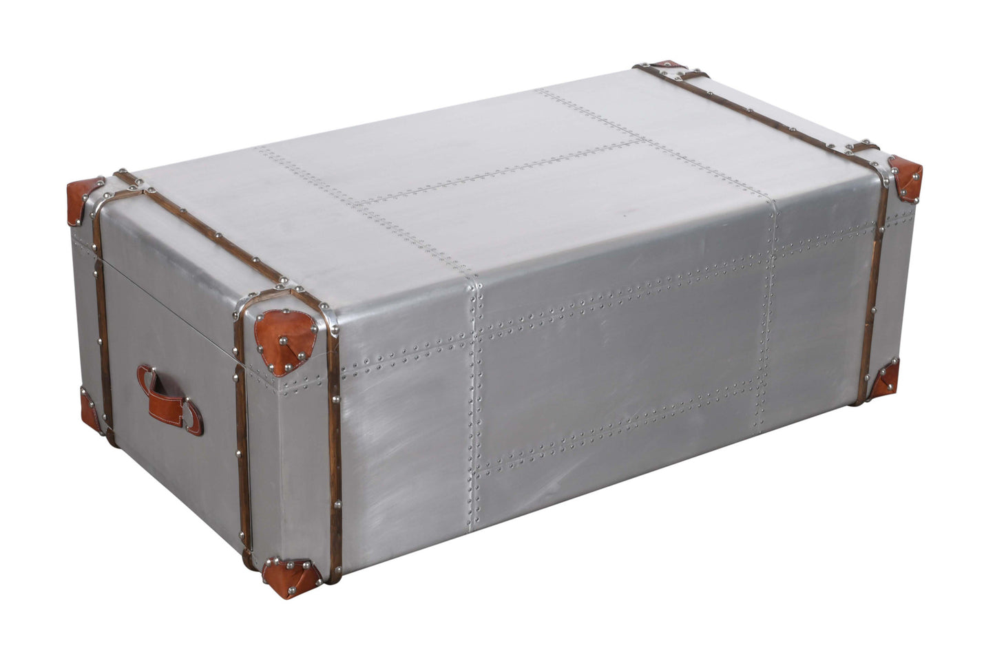 Silver Aluminum Storage Coffee Table