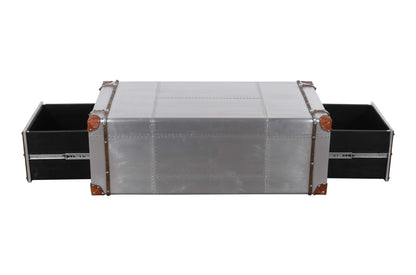 Silver Aluminum Storage Coffee Table