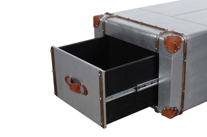 Silver Aluminum Storage Coffee Table