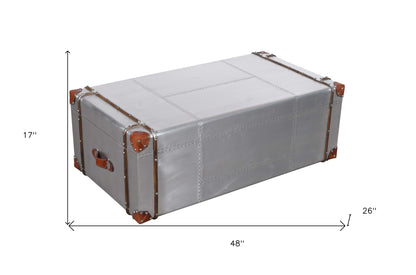 Silver Aluminum Storage Coffee Table