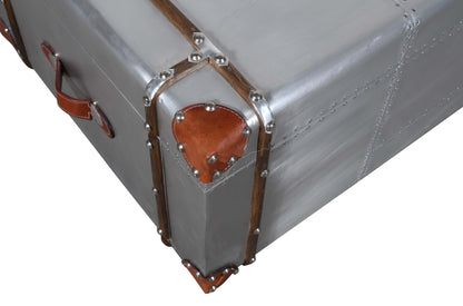 Silver Aluminum Storage Coffee Table