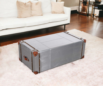 Silver Aluminum Storage Coffee Table