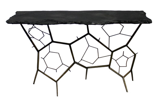 Black Stone Abstract Console Table