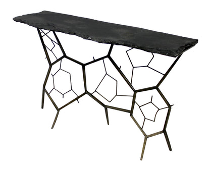 Black Stone Abstract Console Table