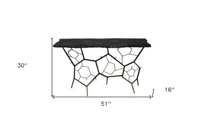 Black Stone Abstract Console Table