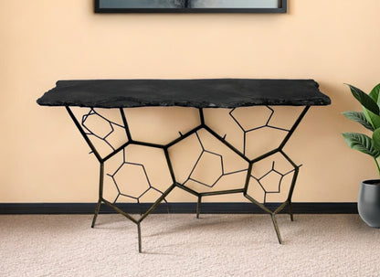 Black Stone Abstract Console Table