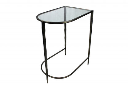 Black Genuine Marble Half Circle Console Table