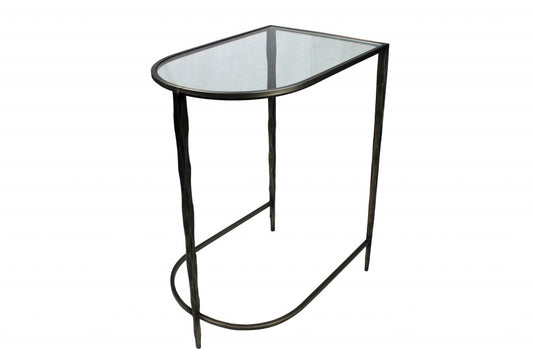 Black Genuine Marble Half Circle Console Table