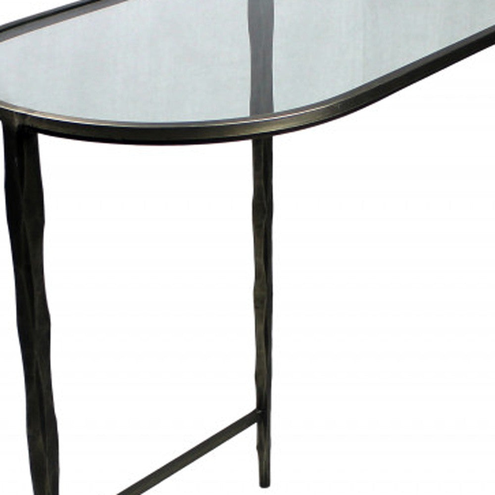 Black Genuine Marble Half Circle Console Table