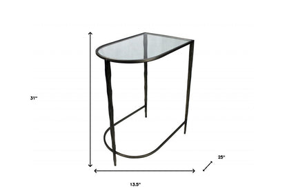 Black Genuine Marble Half Circle Console Table
