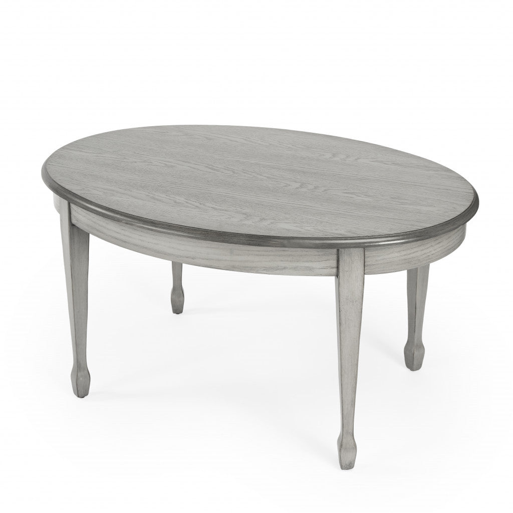 Gray Oval Distressed Coffee Table