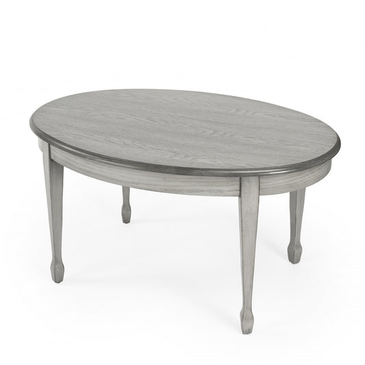 Gray Oval Distressed Coffee Table