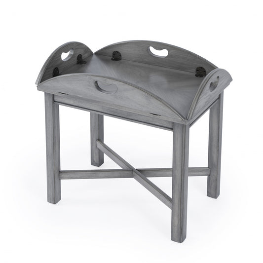 Powder Gray Oval Distressed Adjustable Shape Coffee Table