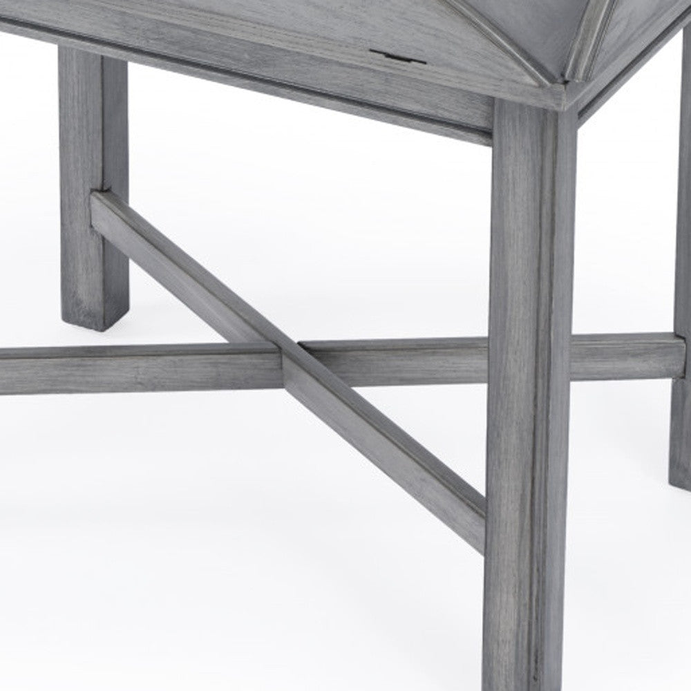 Powder Gray Oval Distressed Adjustable Shape Coffee Table