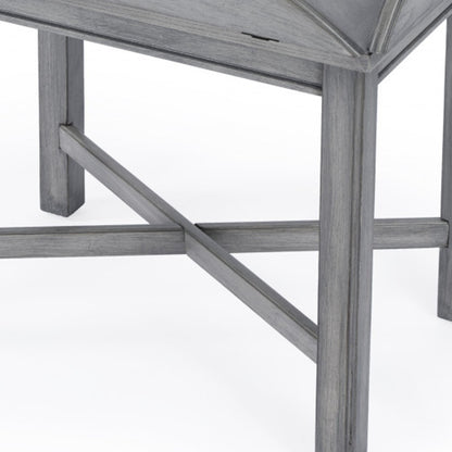 Powder Gray Oval Distressed Adjustable Shape Coffee Table