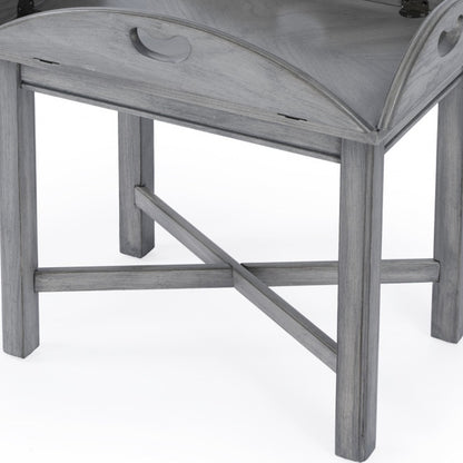 Powder Gray Oval Distressed Adjustable Shape Coffee Table