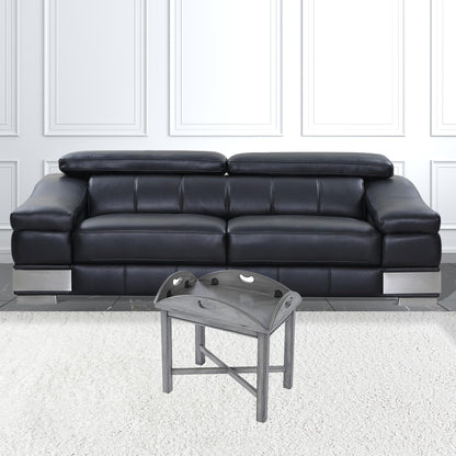 Powder Gray Oval Distressed Adjustable Shape Coffee Table