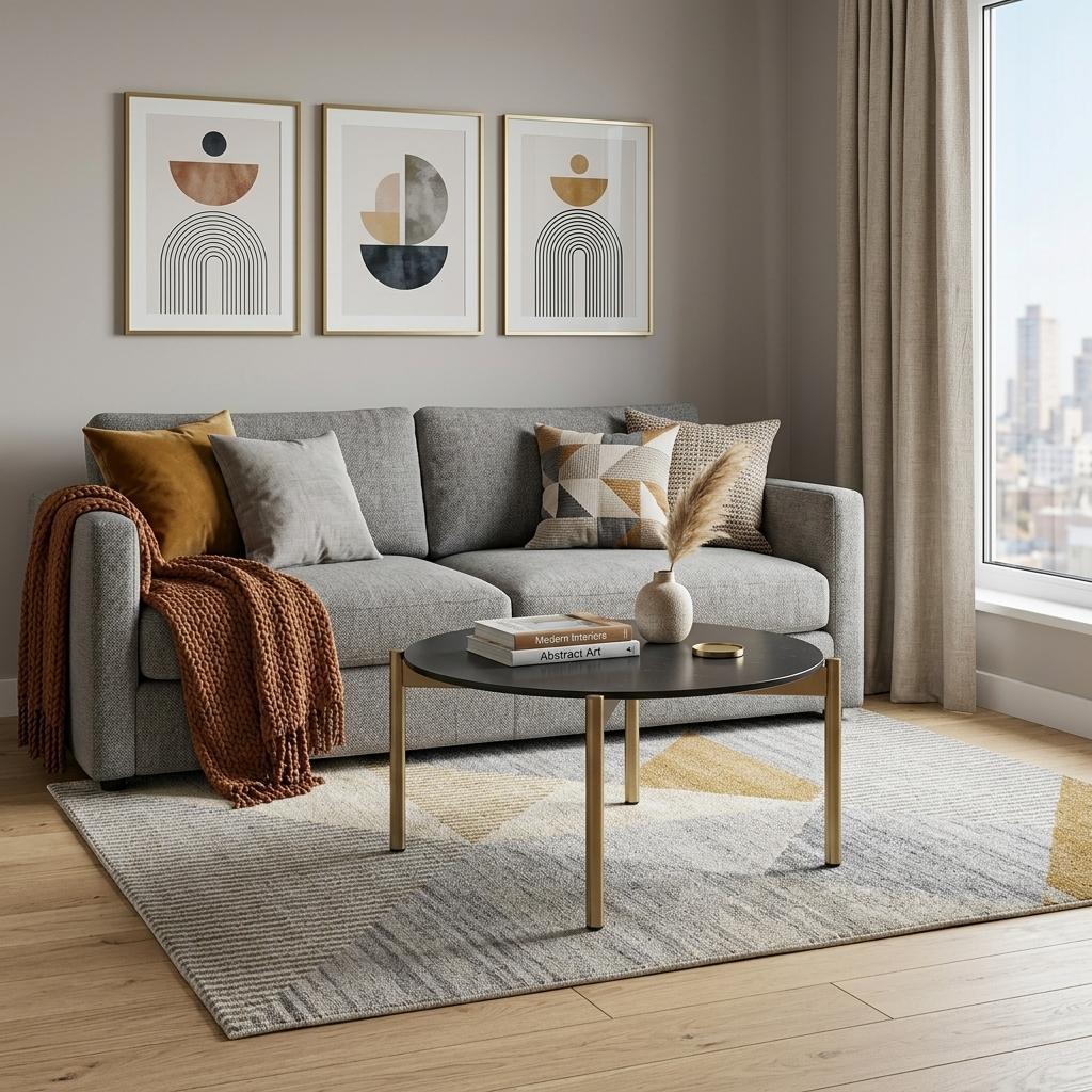 Black & Gold Faux Marble & Steel Round Coffee Table image 1