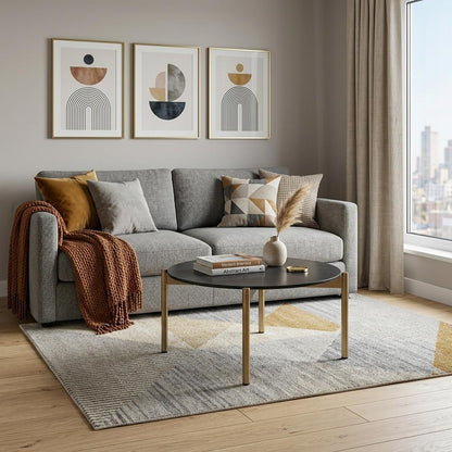 Black & Gold Faux Marble & Steel Round Coffee Table image 1