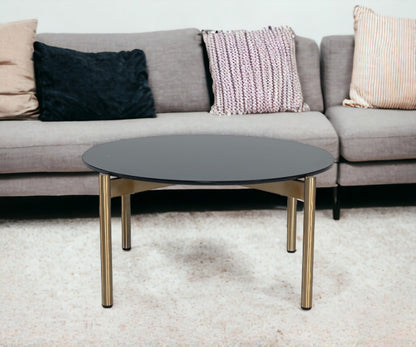 Gold & Black Marble Stone Round Coffee Table