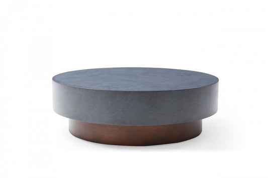 Antique Copper & Grey Steel Round Coffee Table