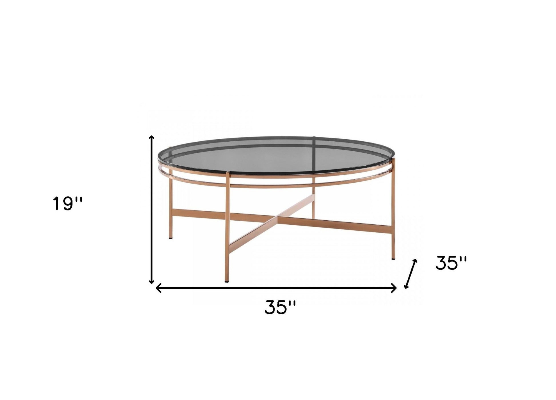 Gray & Gold Glass & Stainless Steel Round Coffee Table image 6