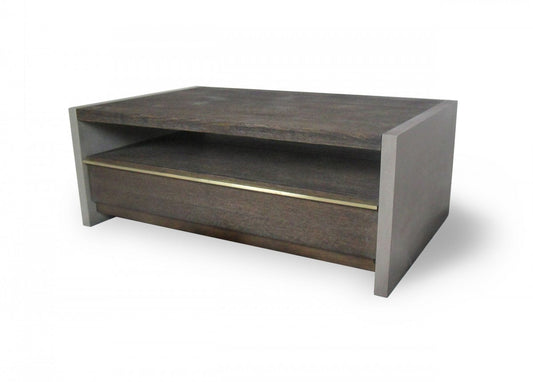 Dark Grey Walnut & Concrete Coffee Table w/ Drawer