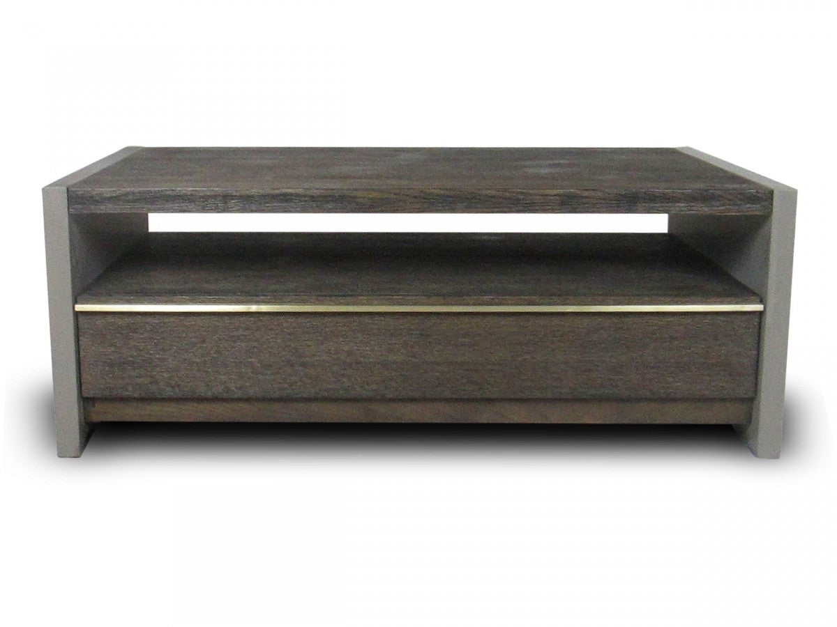 Dark Grey Walnut & Concrete Coffee Table w/ Drawer