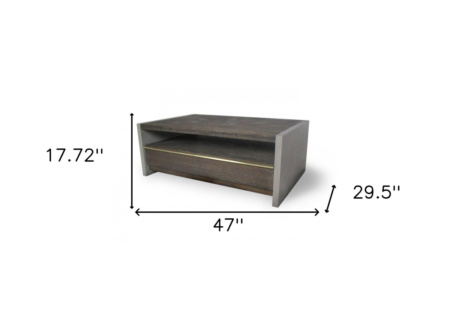 Dark Grey Walnut & Concrete Coffee Table w/ Drawer