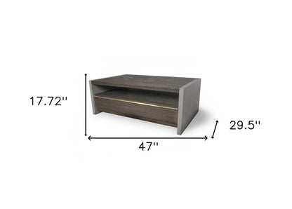 Dark Grey Walnut & Concrete Coffee Table w/ Drawer