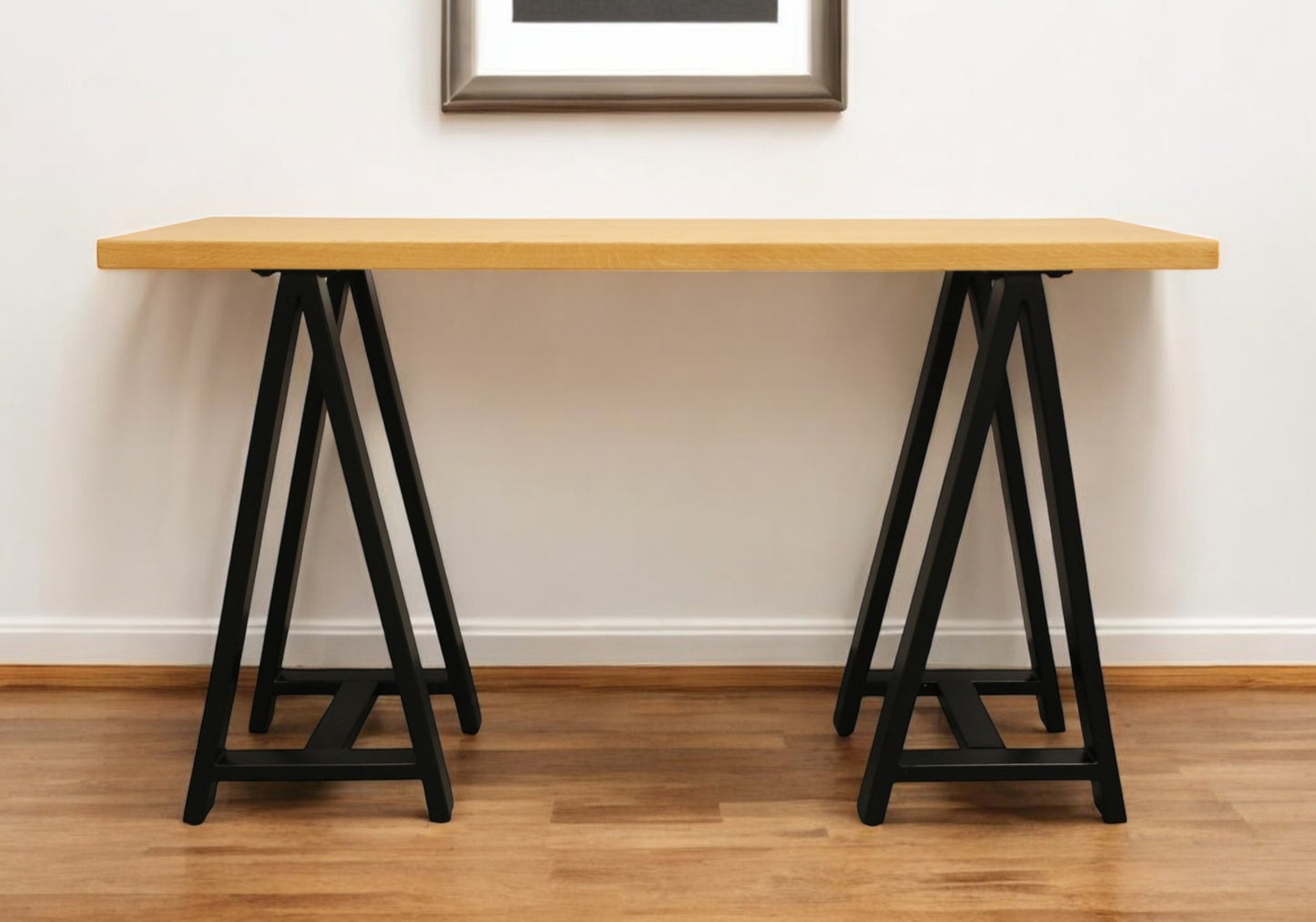 Natural Black Solid Wood A Frame Console Table