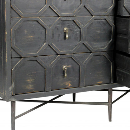 Dark Brown Wood 6-Drawer Double Dresser