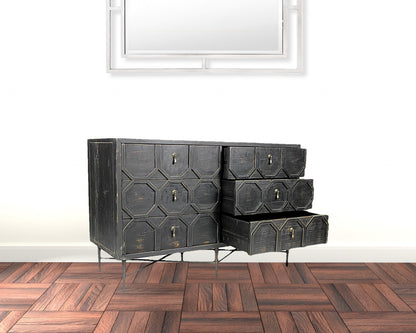 Dark Brown Wood 6-Drawer Double Dresser