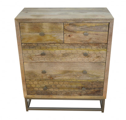 Brown Solid Wood Five Drawer Gentlemens Chest image 2
