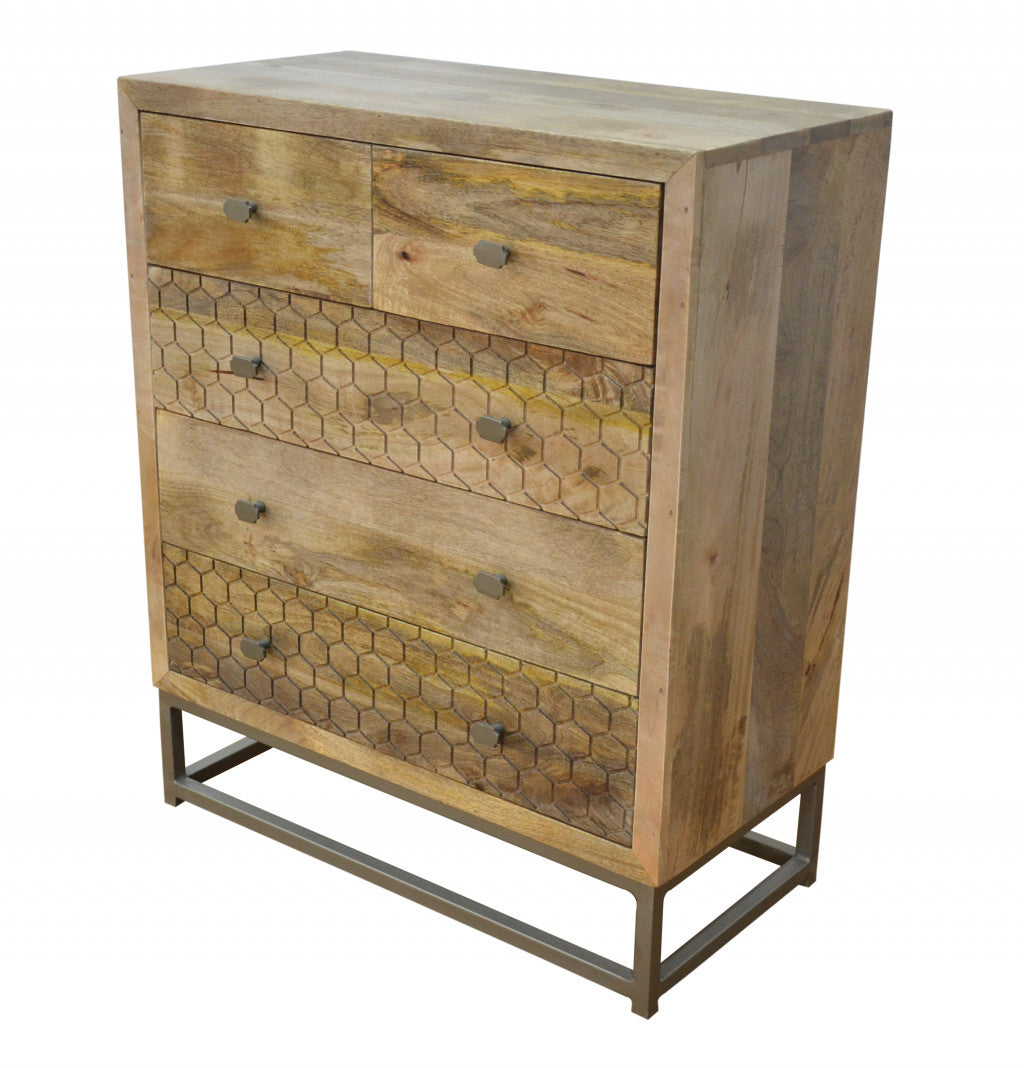 Brown Solid Wood Five Drawer Gentlemens Chest image 3