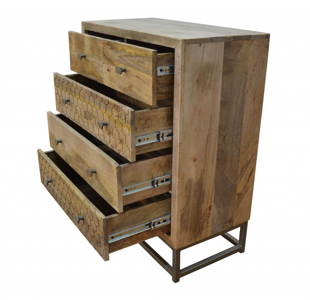 Brown Solid Wood Five Drawer Gentlemens Chest image 4