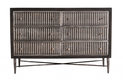 Grey Wood 6-Drawer Double Dresser