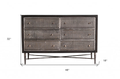 Grey Wood 6-Drawer Double Dresser