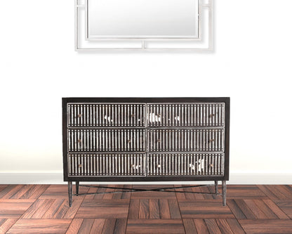 Grey Wood 6-Drawer Double Dresser