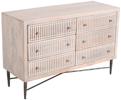 Acacia Solid Wood 6-Drawer Double Dresser