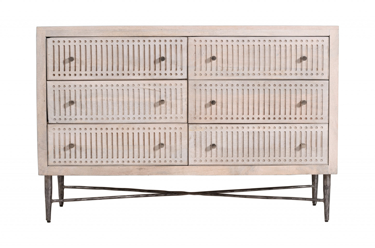 Acacia Solid Wood 6-Drawer Double Dresser