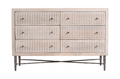 Acacia Solid Wood 6-Drawer Double Dresser